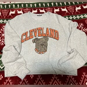 Cleveland Gray Sweatshirt with Bulldog Design